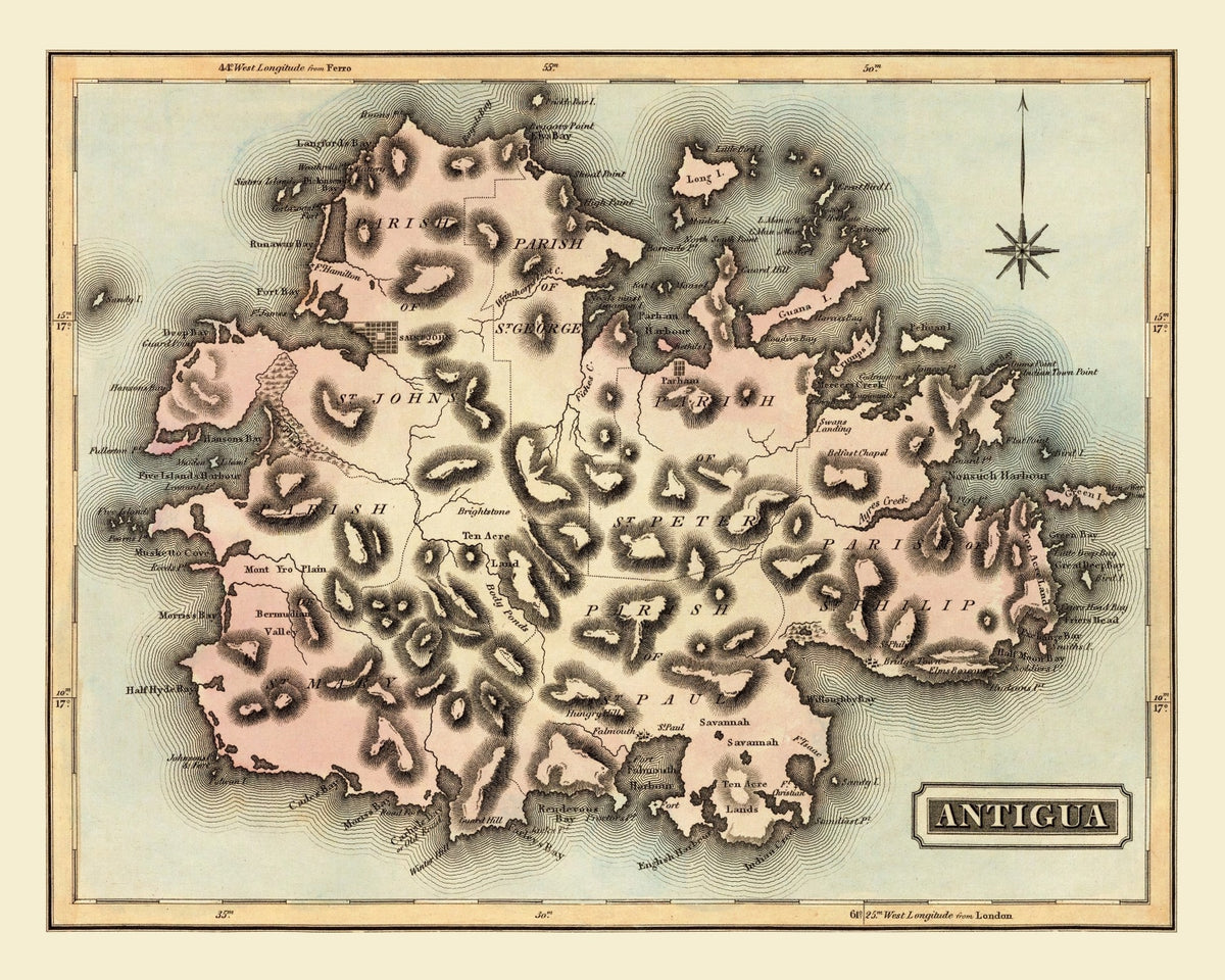 Preview of Vintage Map of Antigua, 1823