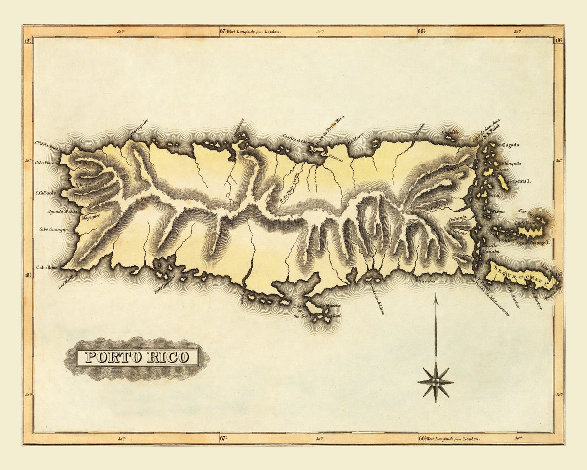 Preview of Vintage Map of Puerto Rico, 1823