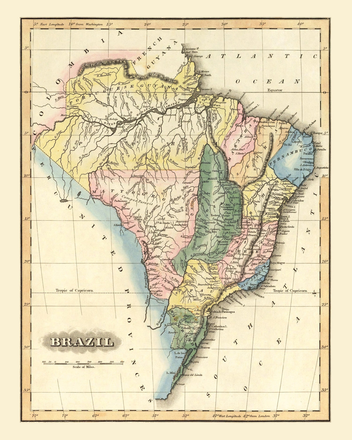 Preview of Vintage Map of Brazil 1823