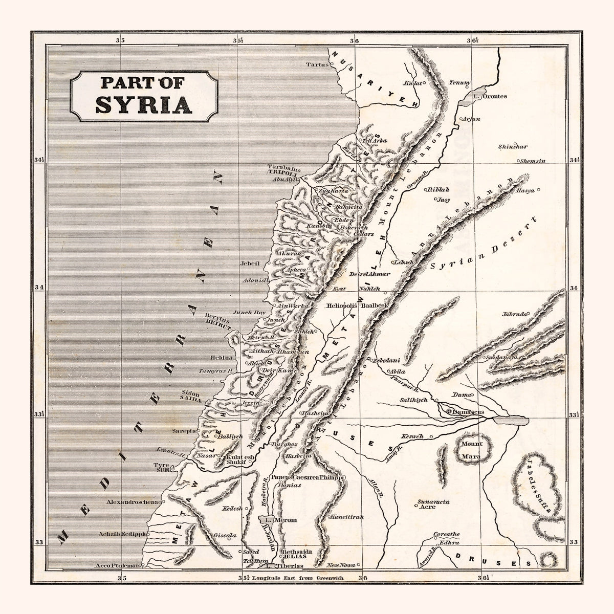 Preview of Vintage Map of Syria 1848