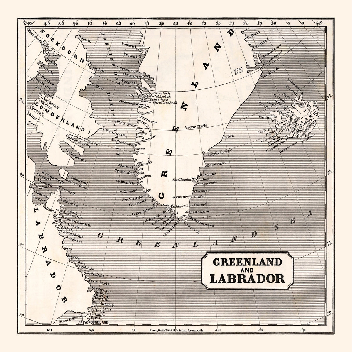 Preview of Vintage Map of Greenland 1848