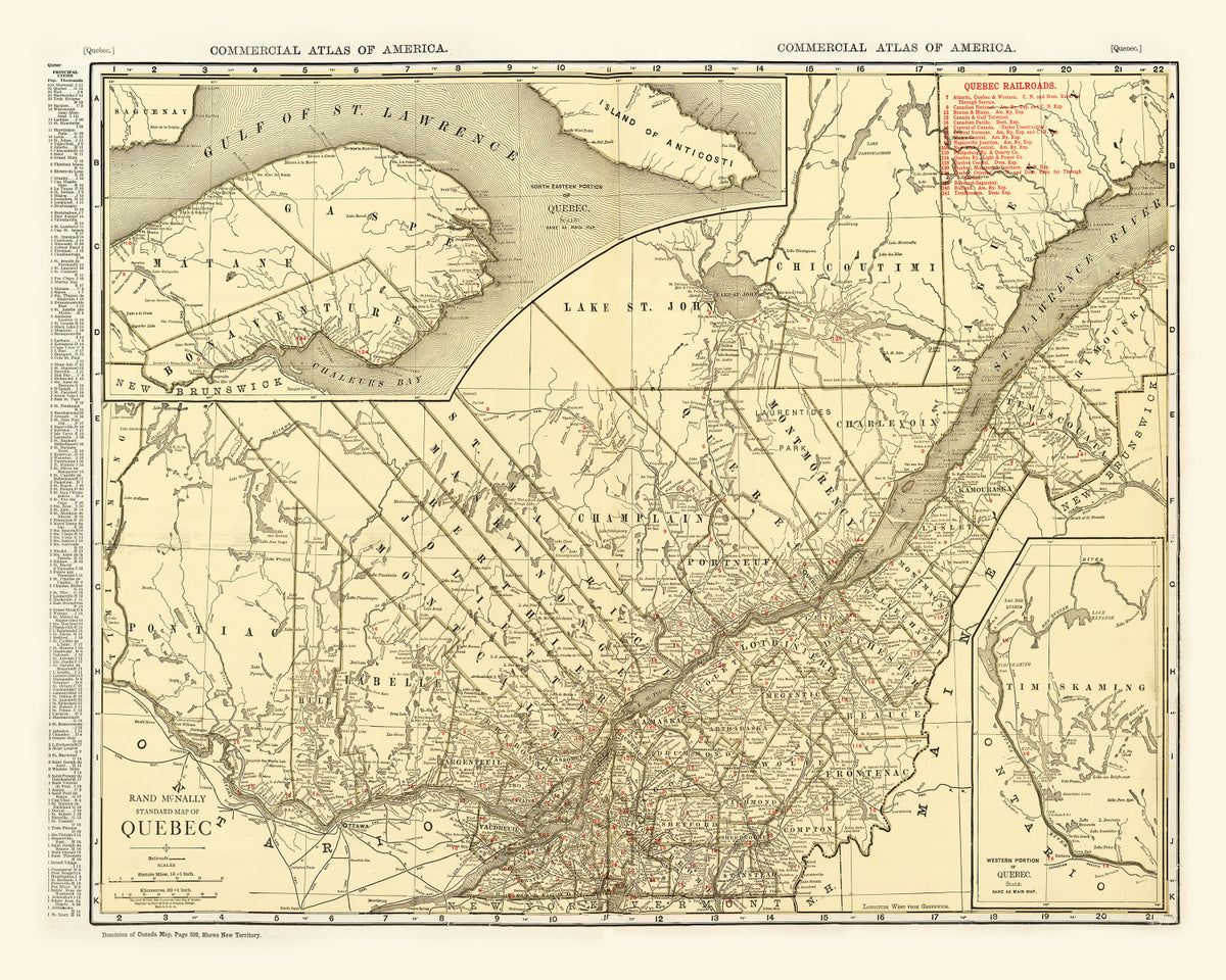 Preview of Vintage Map of Quebec Canada, 1924