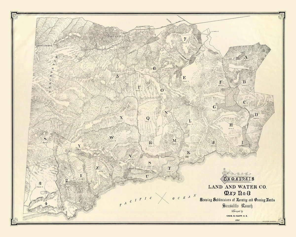 Preview of Vintage Map of Mount Tamalpais, 1892