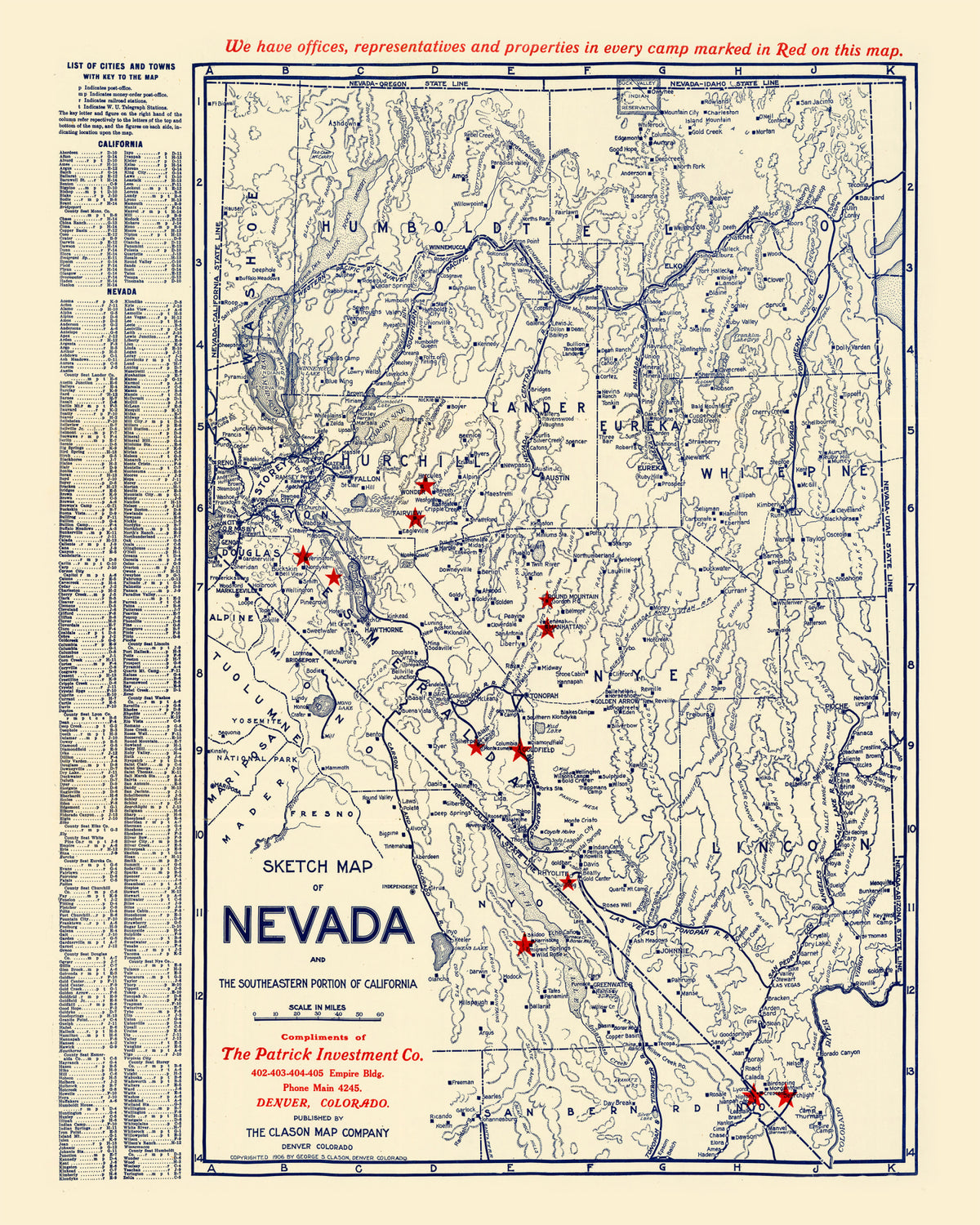Preview of Vintage Map of Nevada 1906