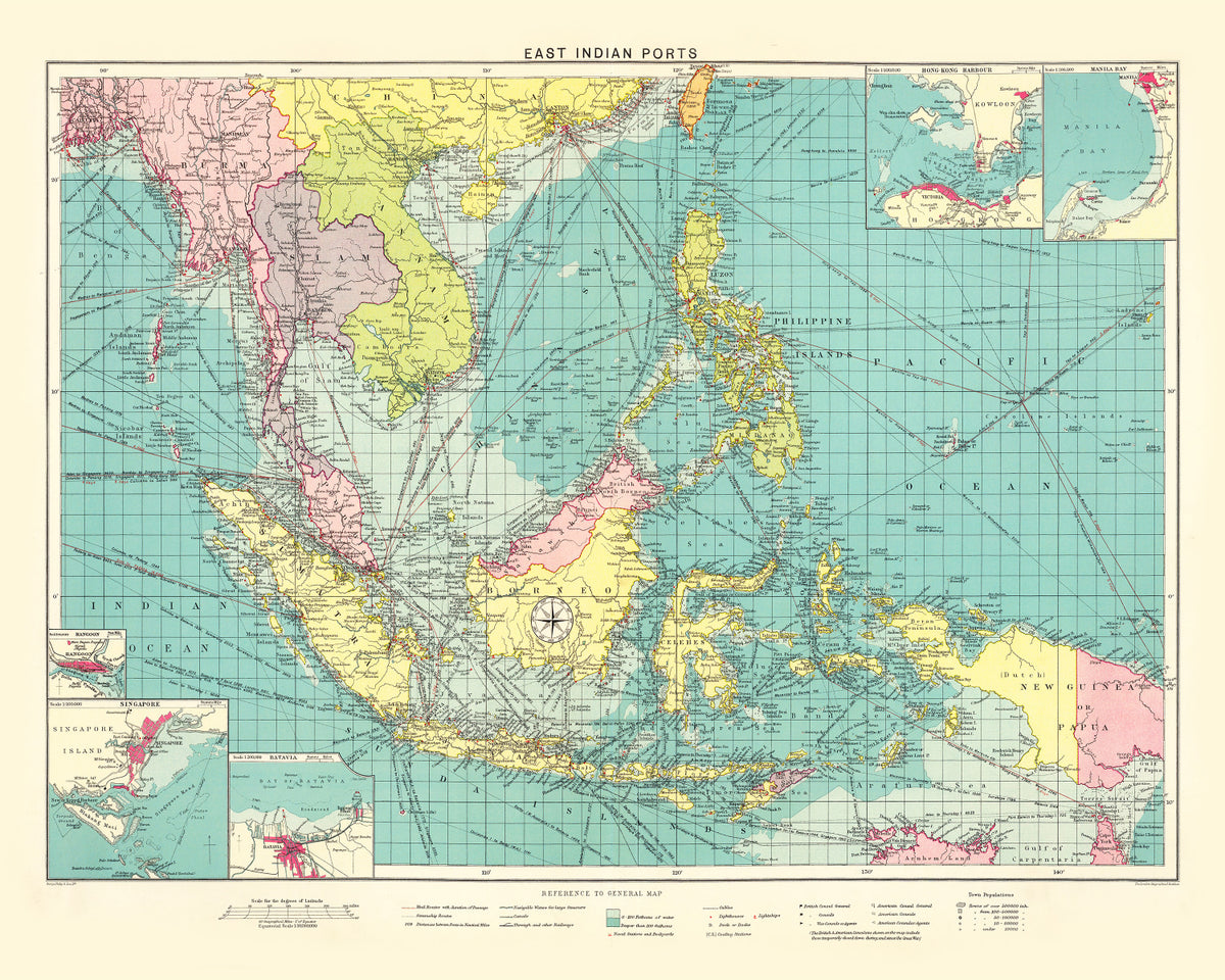 Preview of Vintage Map of East Indian Ports, 1922