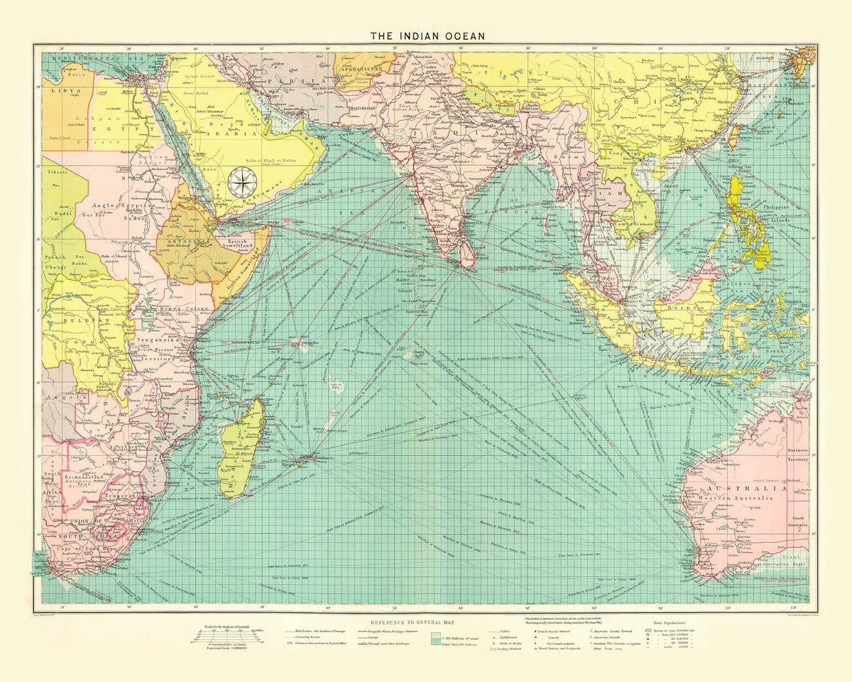Preview of Vintage Map of Indian Ocean, 1922