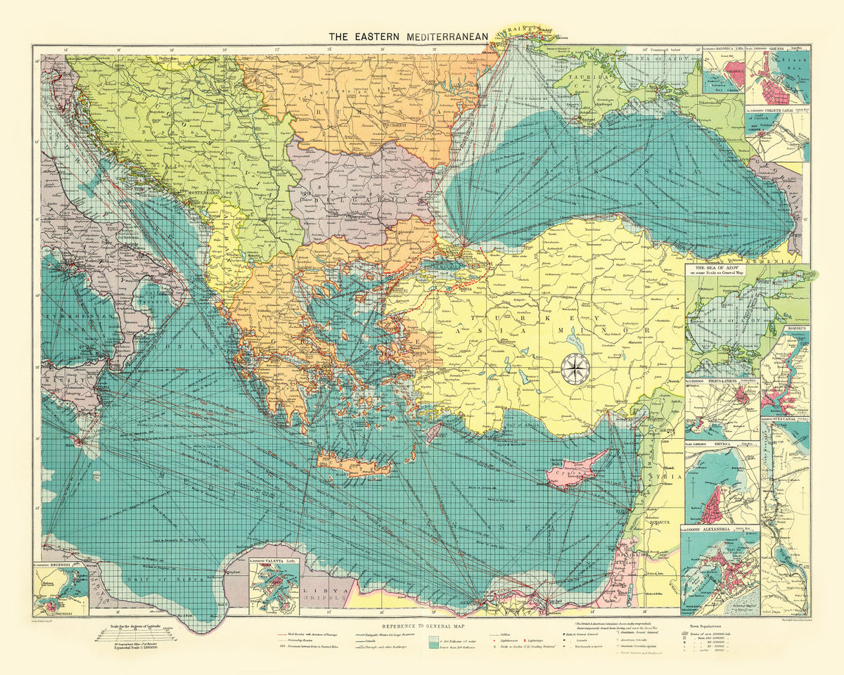 Preview of Vintage Map of Eastern Mediterranean Sea, 1922