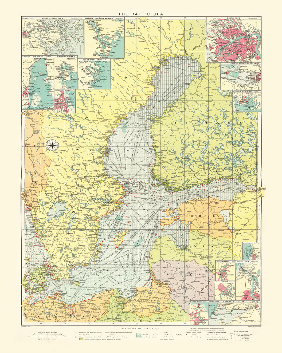 Preview of Vintage Map of Baltic Sea, 1922