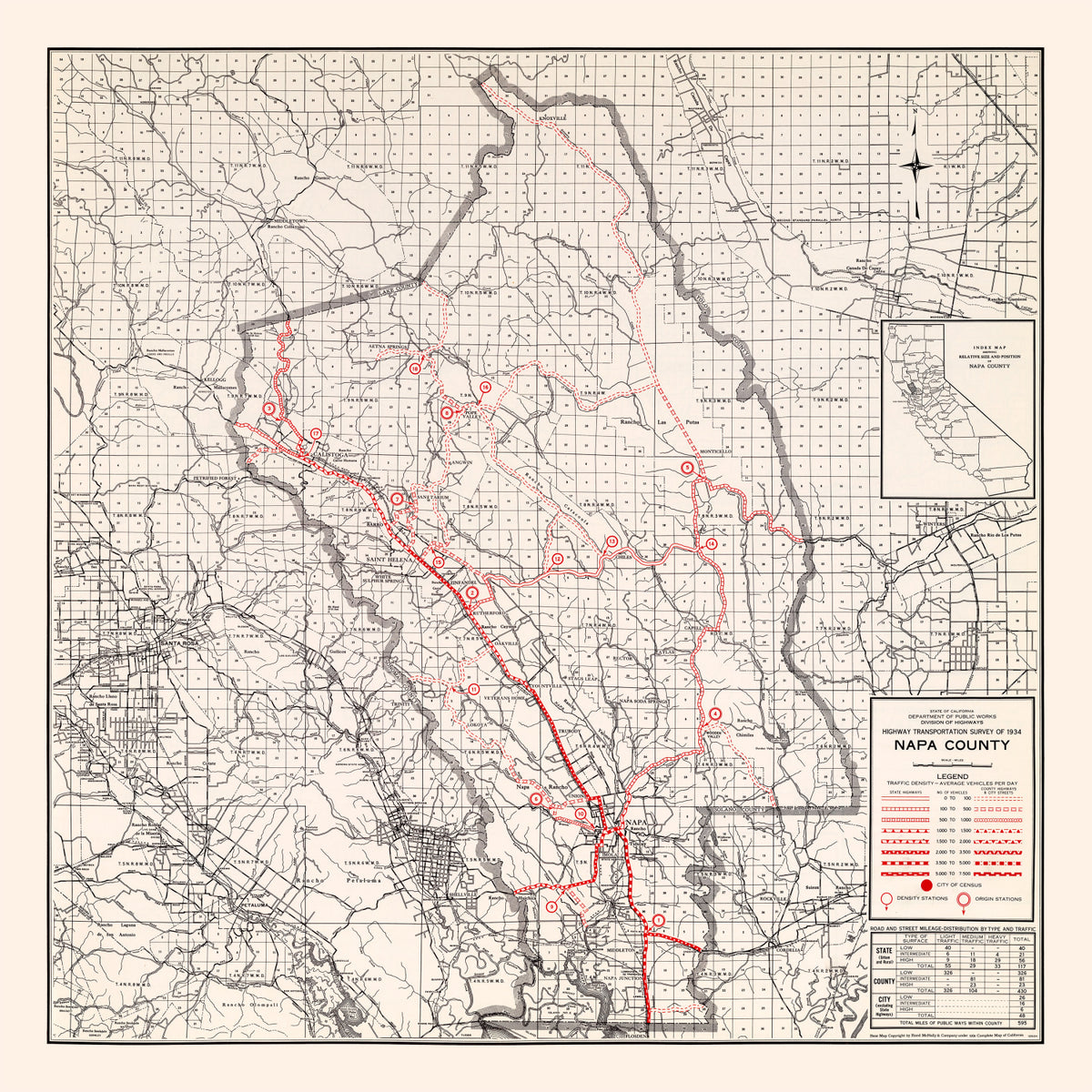 Preview of Vintage Map of Napa County, California 1935