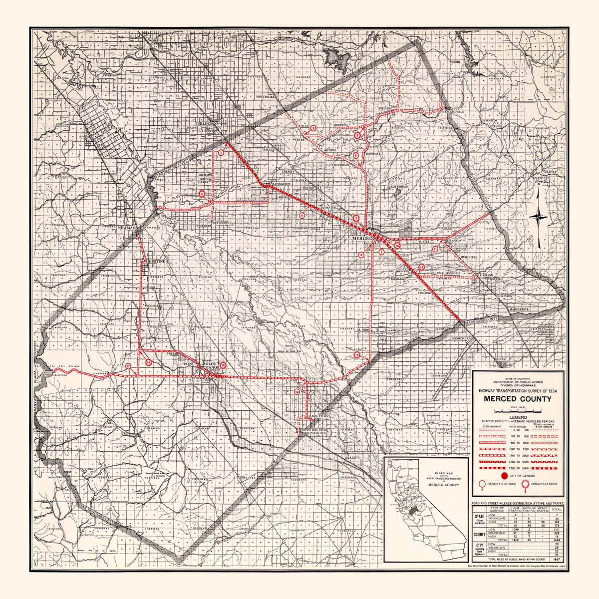 Preview of Vintage Map of Merced County, California 1935