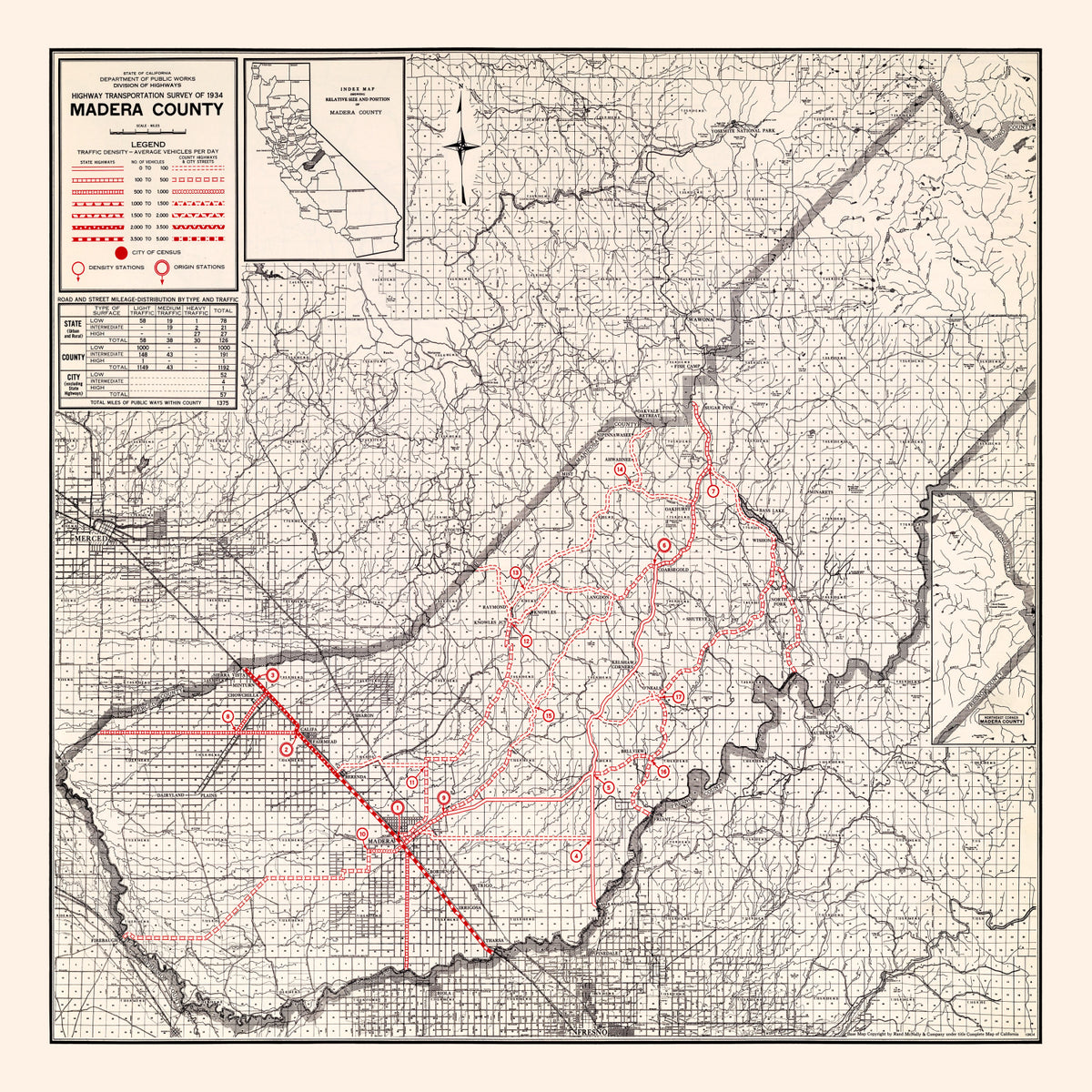Preview of Vintage Map of Madera County, California 1935