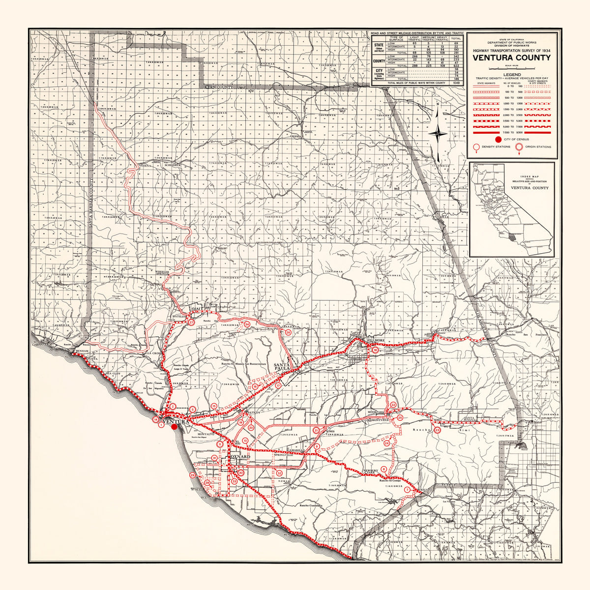 Preview of Vintage Map of Ventura County, California 1935