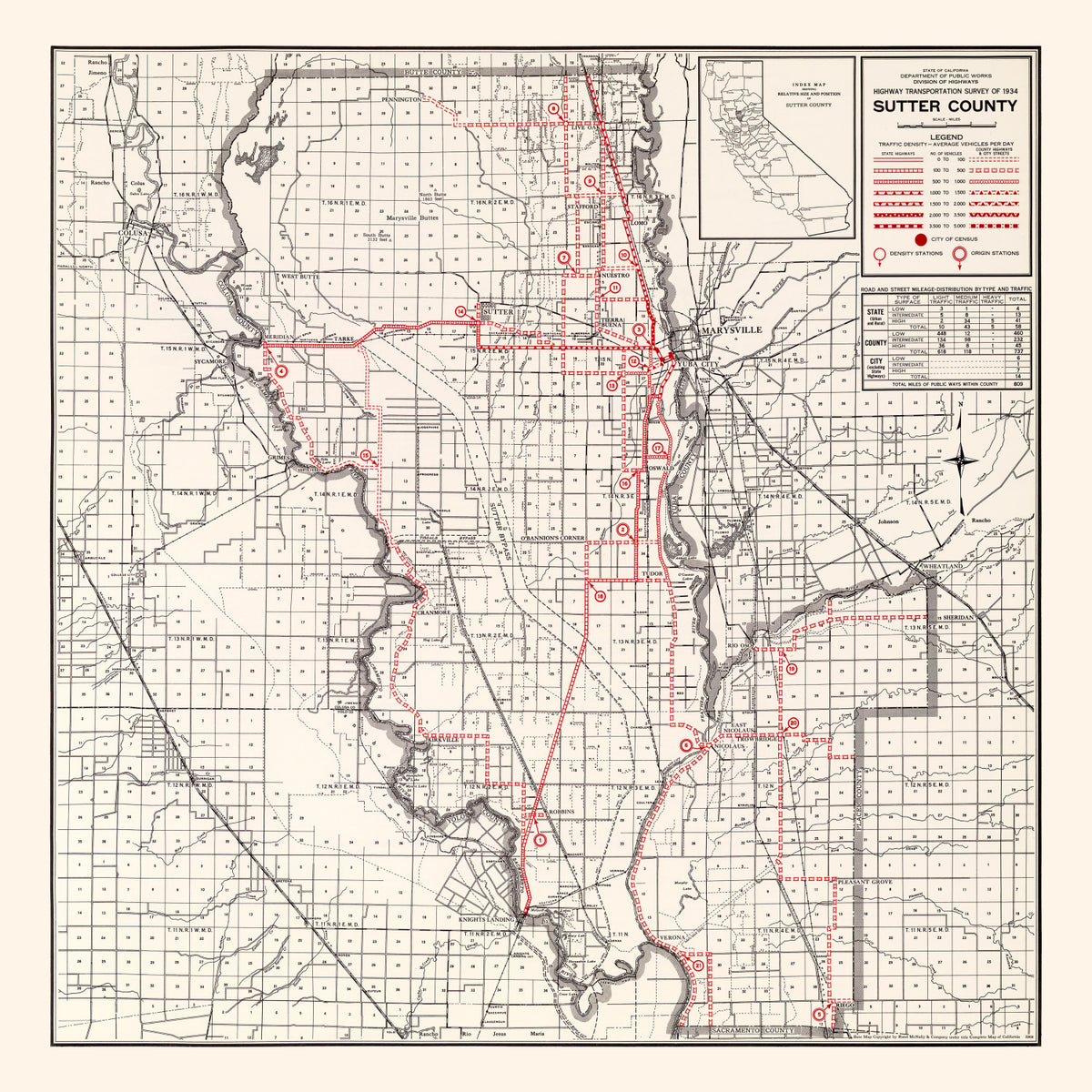 Preview of Vintage Map of Sutter County, California 1935