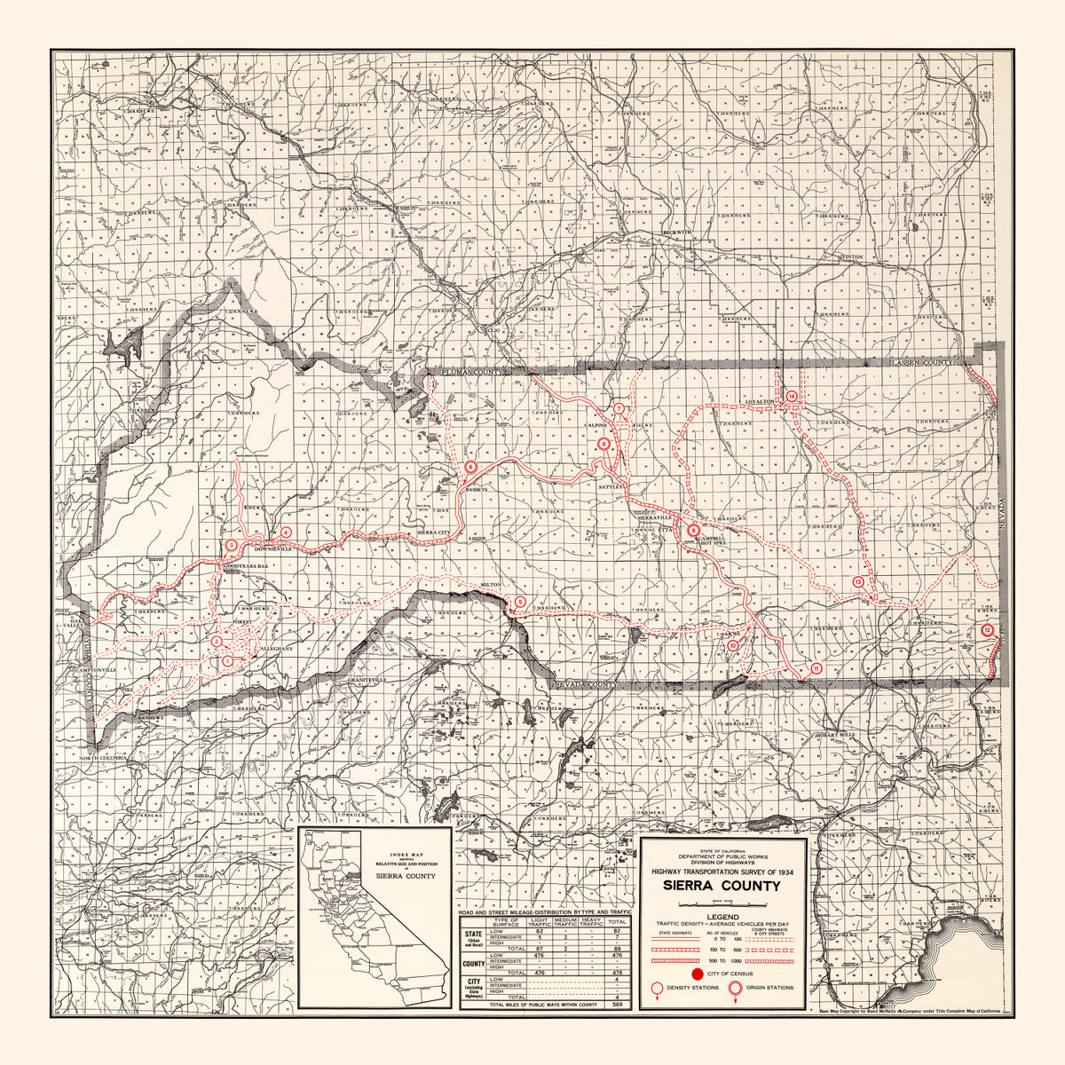 Preview of Vintage Map of Sierra County, California 1935