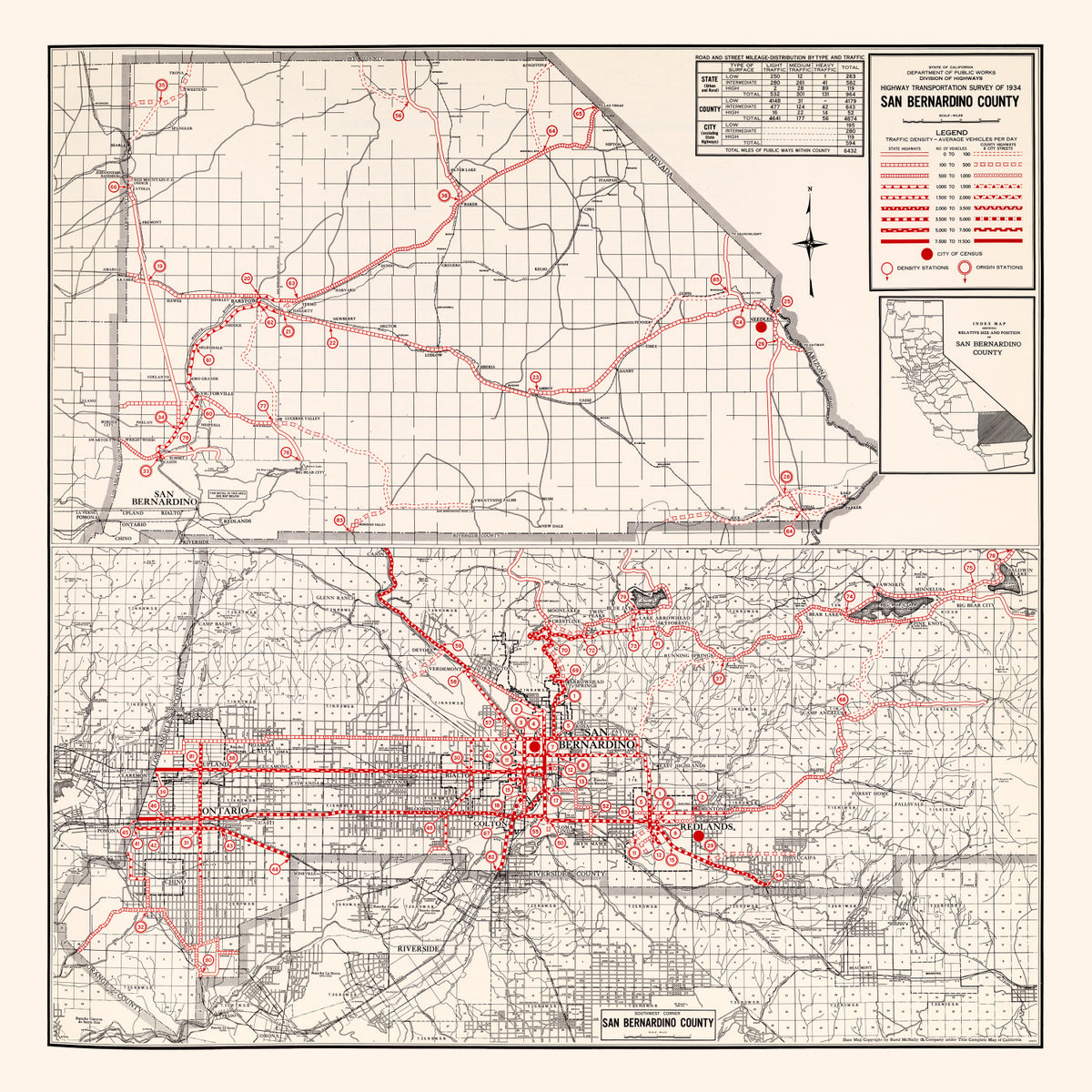 Preview of Vintage Map of San Bernadino County, California 1935