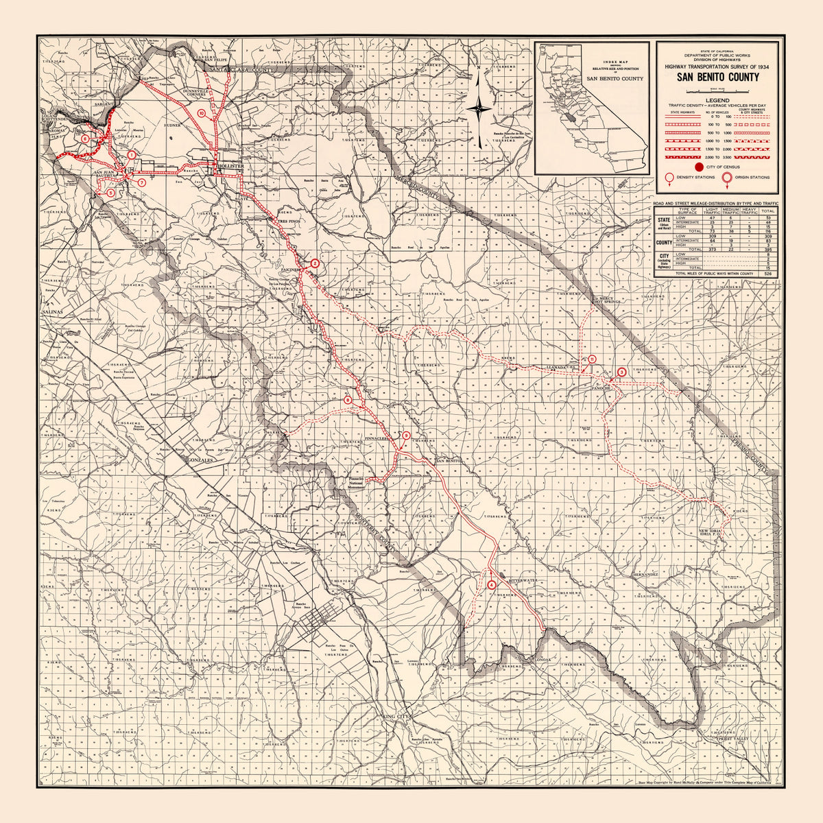 Preview of Vintage Map of San Benito County, California 1935