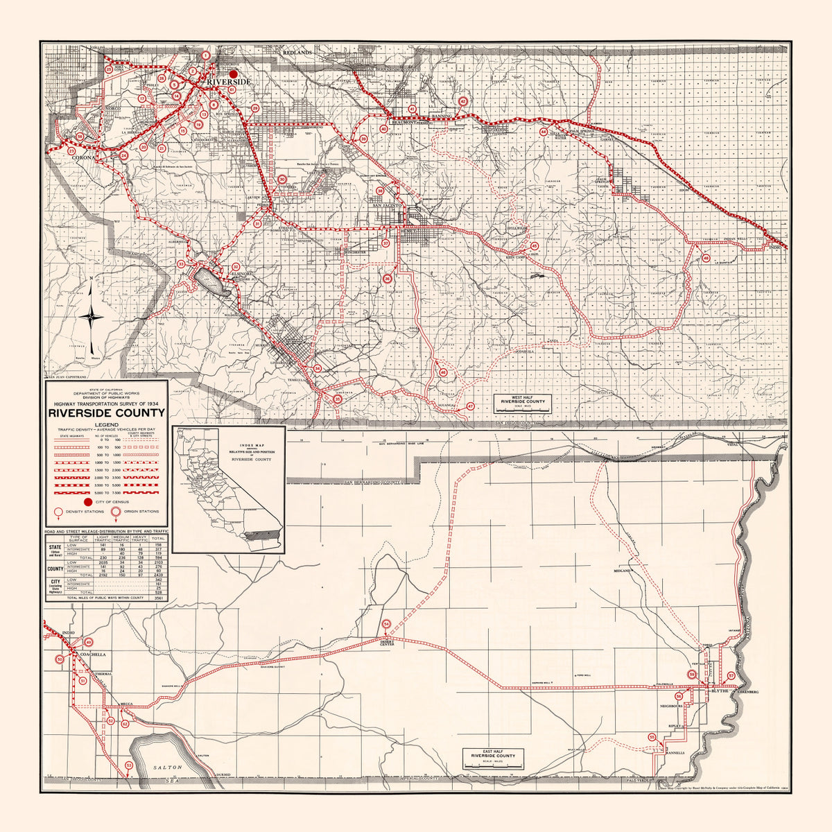 Preview of Vintage Map of Riverside County, California 1935