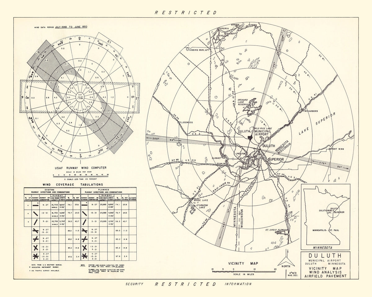 Preview of Vintage Map of the Duluth Municipal Airport Vicinity, 1951