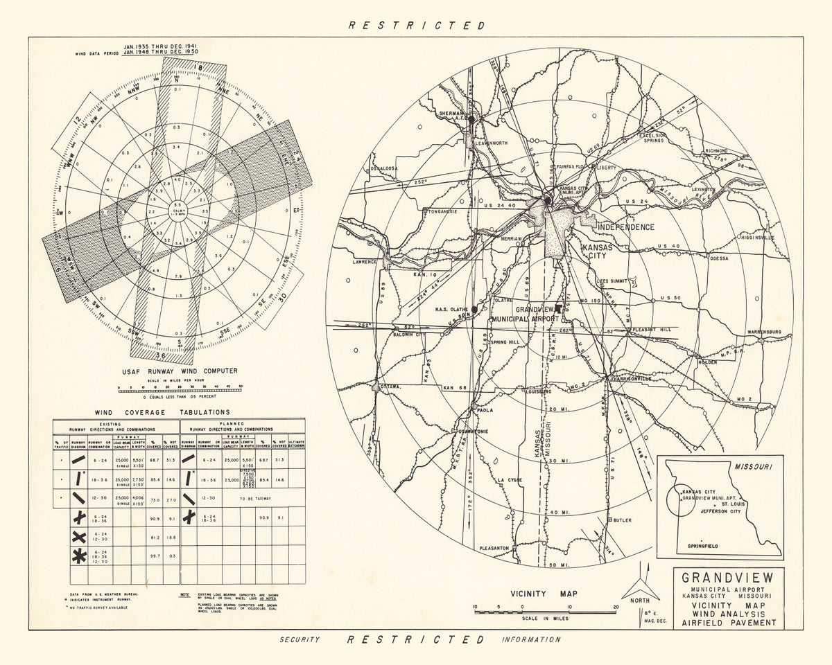 Preview of Vintage Map of the Grandview Municipal airport Vicinity, 1952