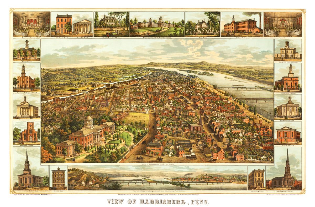 Preview of Vintage Map of Harrisburg, Pennsylvania 1855