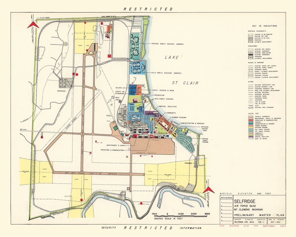 Preview of Vintage Map of Selfridge Air Fore Base, 1952