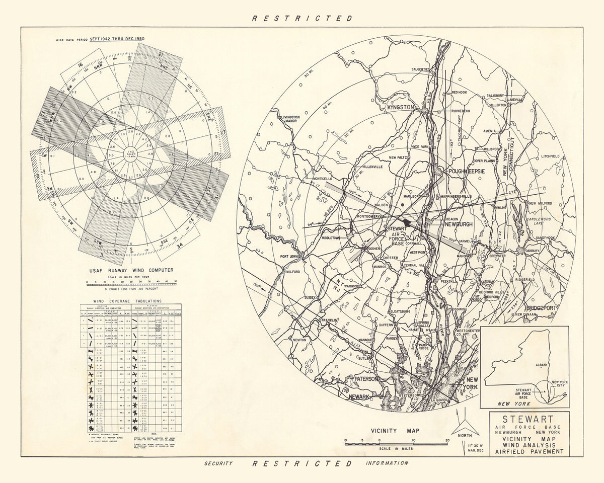 Preview of Vintage Map of the Stewart Air Fore Base Vicinity, 1952