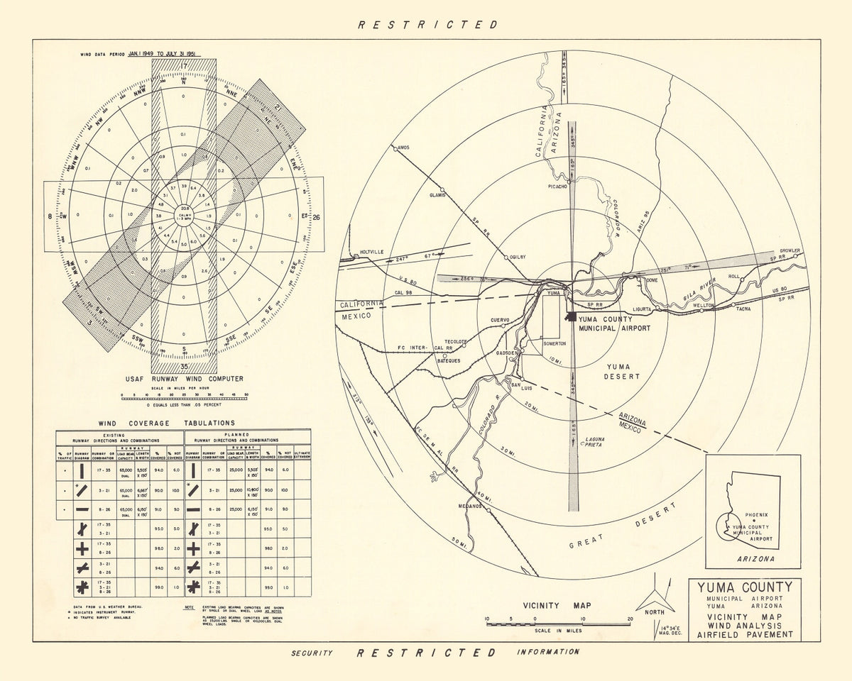 Preview of Vintage Map of the Yuma County Municipal Airport Vicinity, 1951