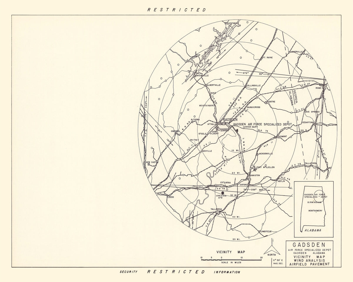 Preview of Vintage Map of the Gadsden Specialized Air Force Depot Vicinity, 1952