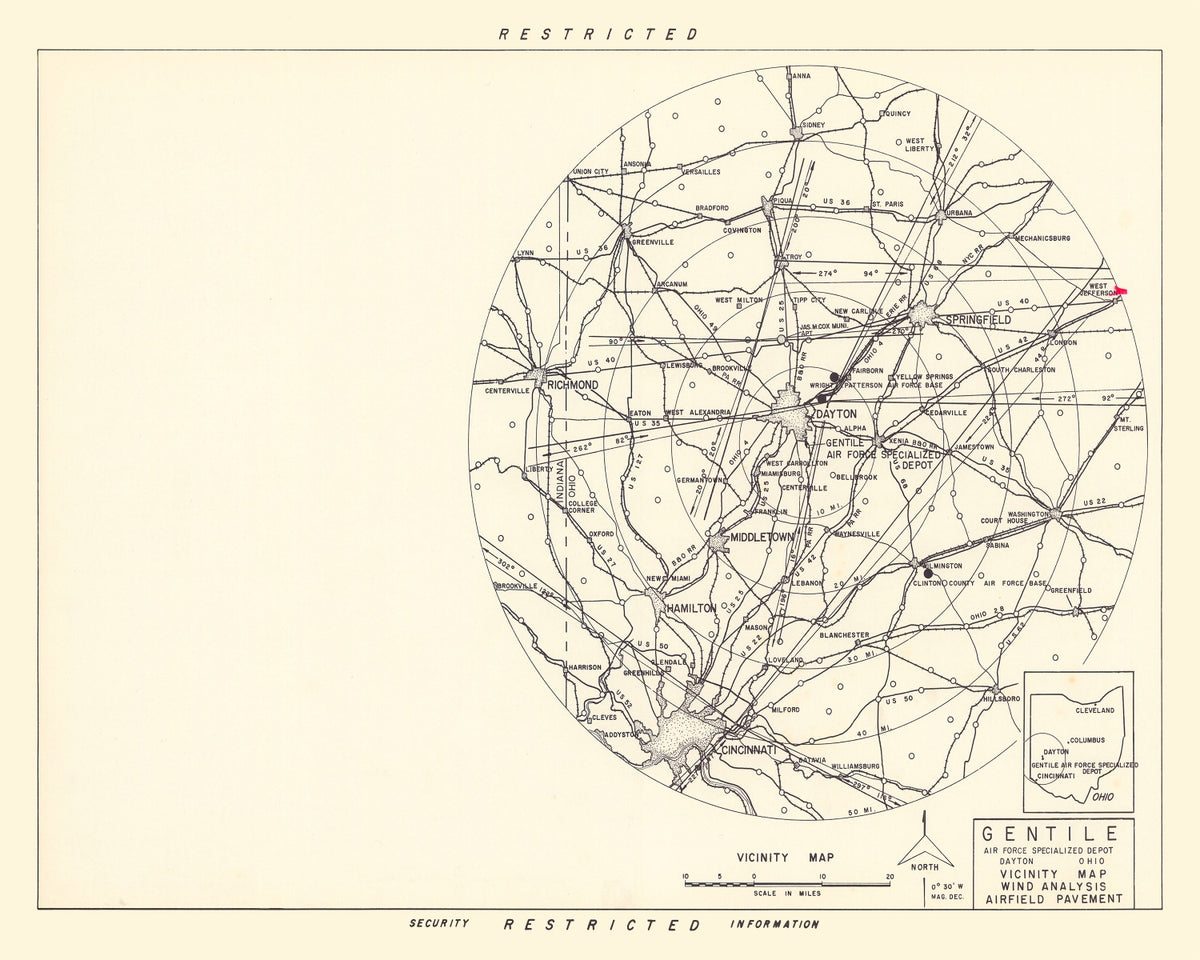 Preview of Vintage Map of the Gentile Specialized Air Force Depot Vicinity, 1952
