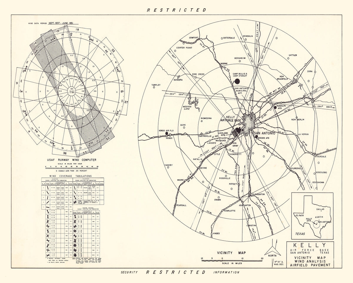 Preview of Vintage Map of the Kelly Air Force Base Vicinity, 1952
