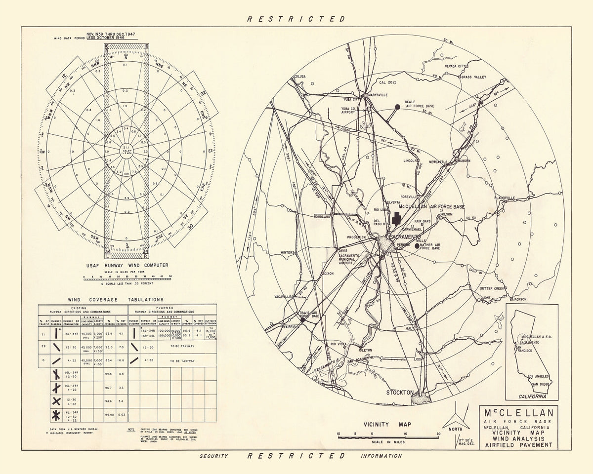Preview of Vintage Map of the McClellan Air Force Base Vicinity, 1952