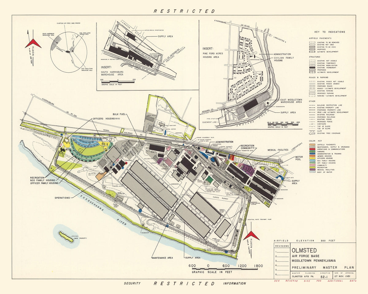 Preview of Vintage Map of Olmsted Air Force Base, 1951