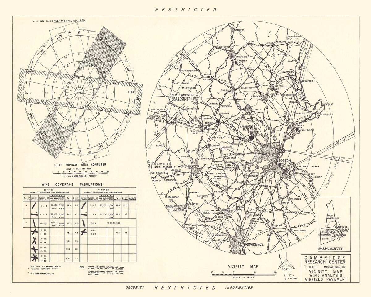 Preview of Vintage Map of the Cambridge Research Center Vicinity, 1952