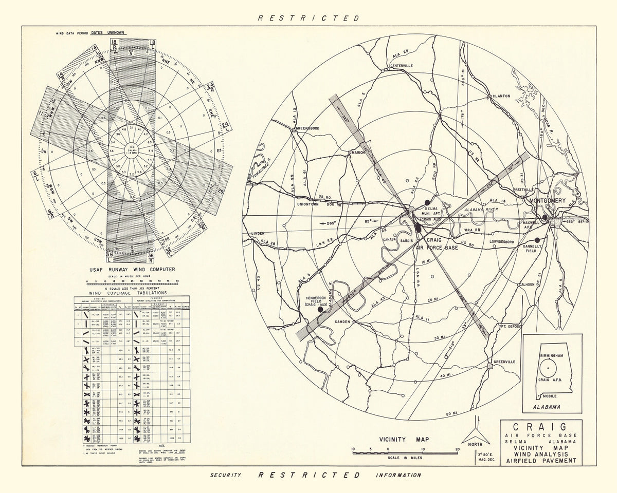Preview of Vintage Map of the Craig Air Force Base Vicinity, 1950