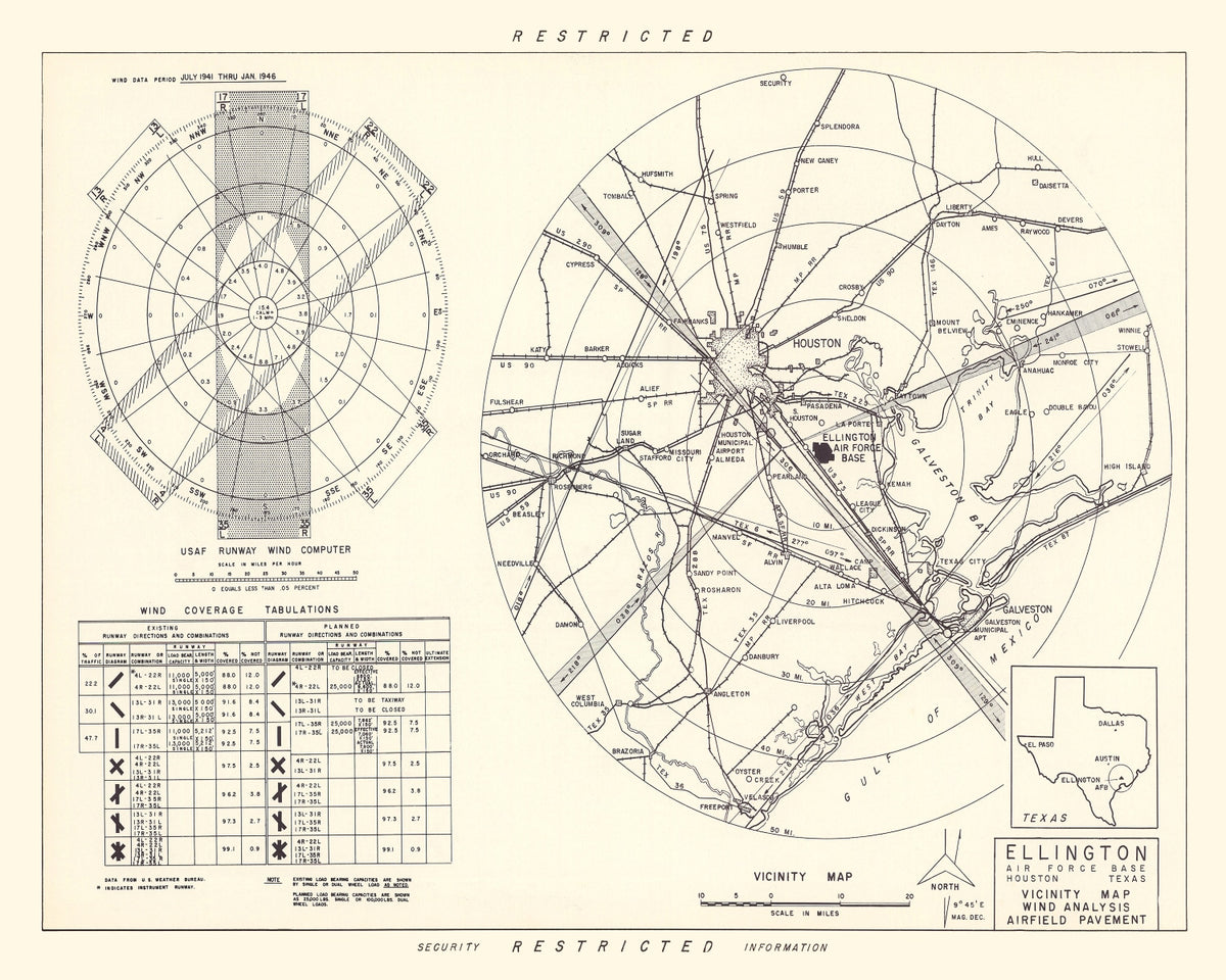 Preview of Vintage Map of the Ellington Air Force Base Vicinity, 1953