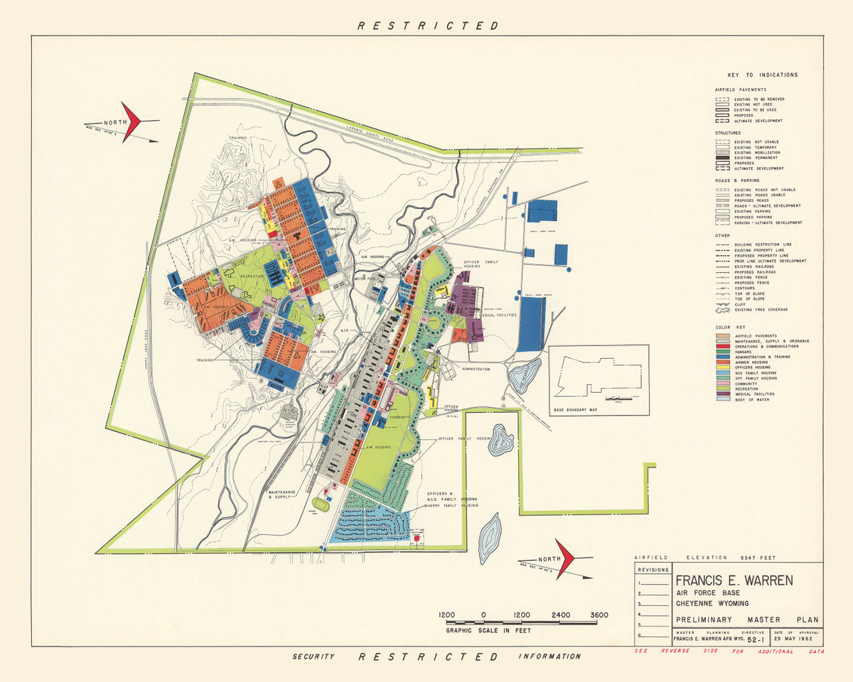 Preview of Vintage Map of Francis E. Warren Air Force Base, 1952