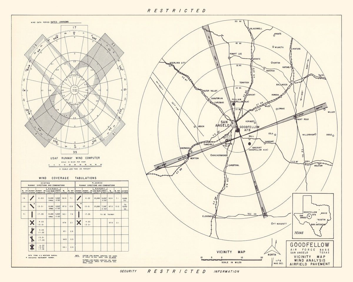 Preview of Vintage Map of the Goodfellow Air Force Base Vicinity, 1952