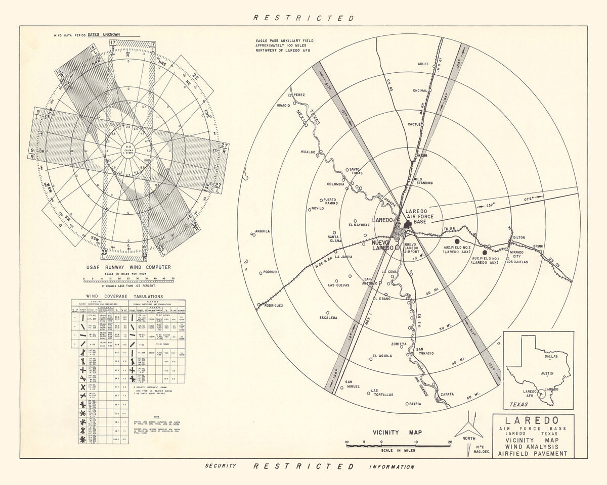 Preview of Vintage Map of the Laredo Air Force Base Vicinity, 1951