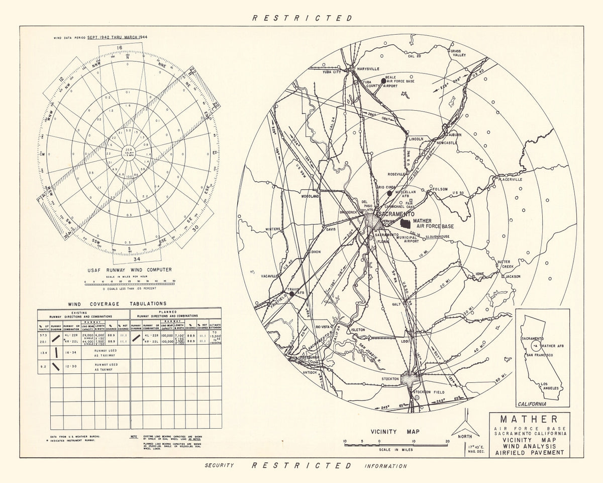 Preview of Vintage Map of the Mather Air Force Base Vicinity, 1952