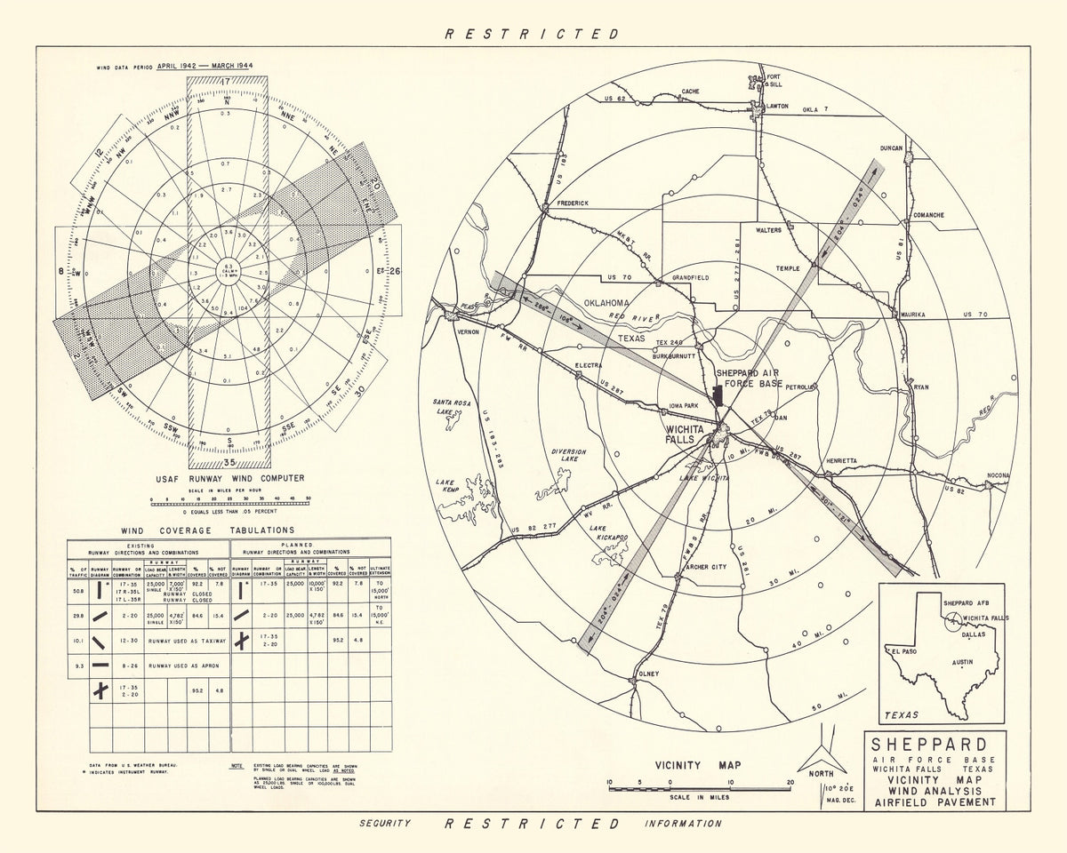 Preview of Vintage Map of the Sheppard Air Force Base Vicinity, 1952