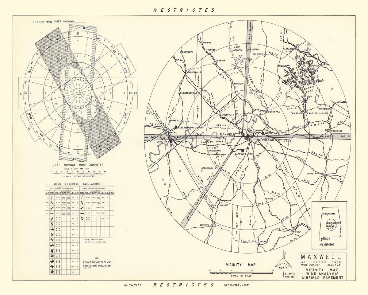 Preview of Vintage Map of the Maxwell Air Force Base Vicinity, 1952
