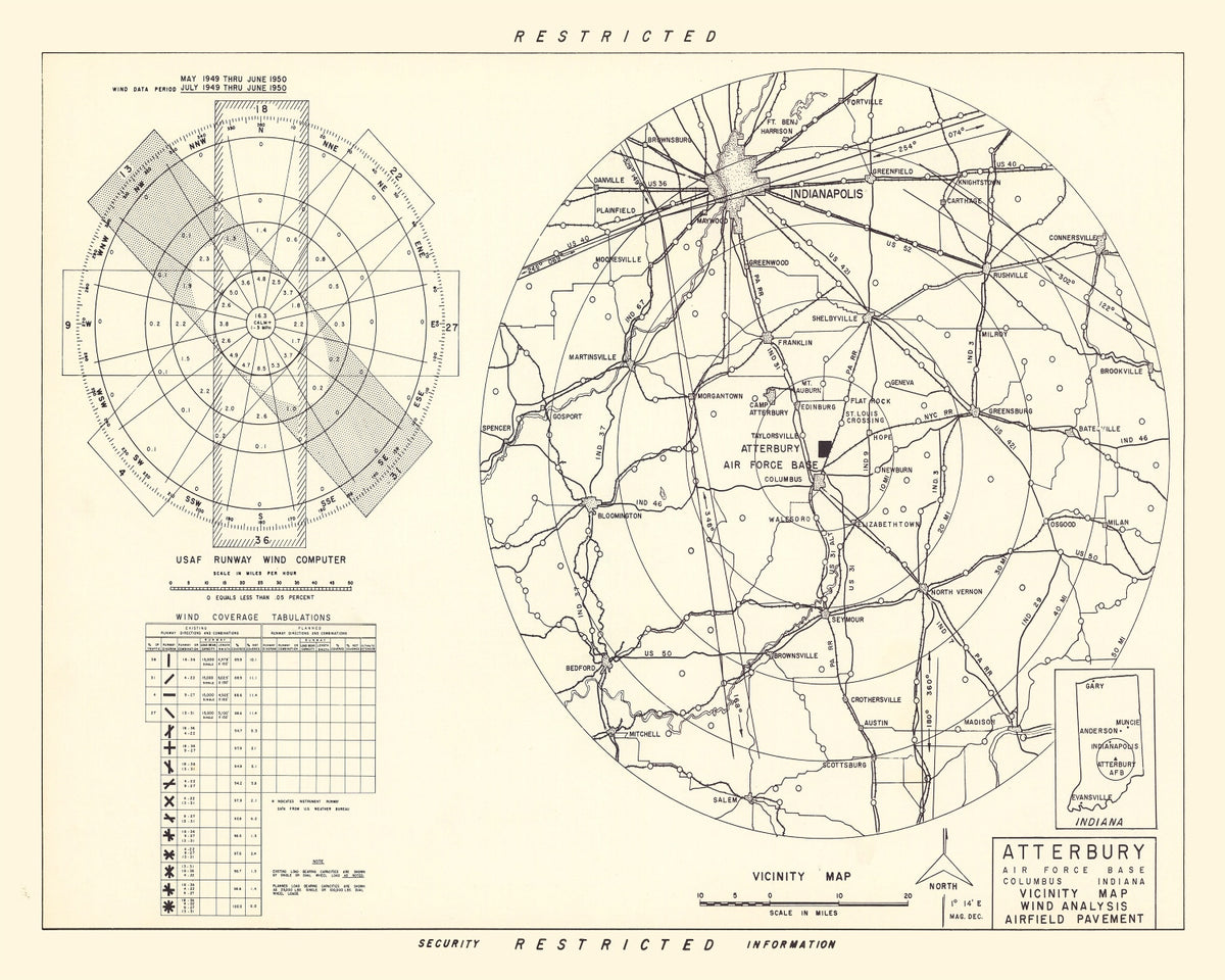 Preview of Vintage Map of the Atterbury Air Force Base Vicinity, 1953