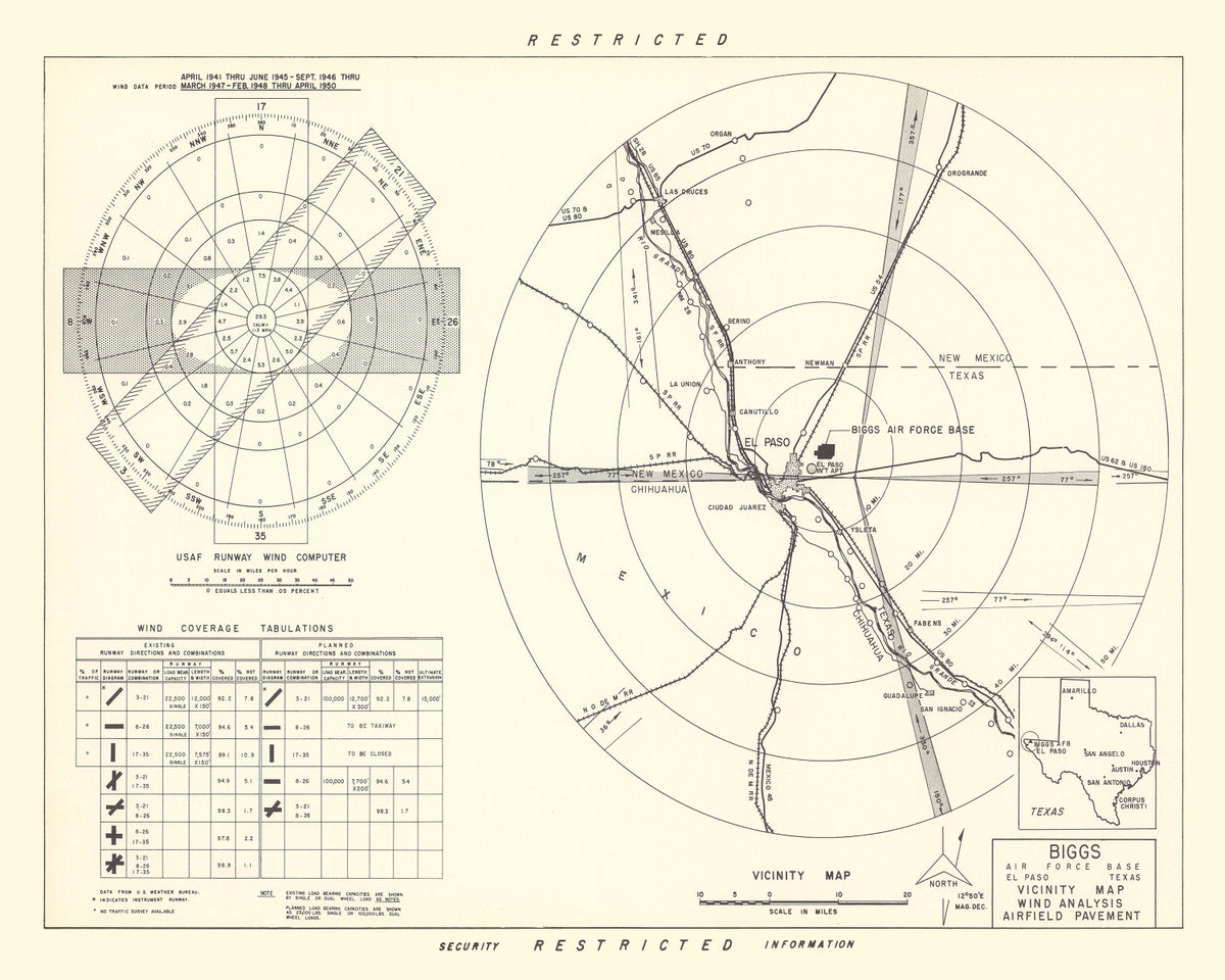 Preview of Vintage Map of the Biggs Air Force Base Vicinity, 1951