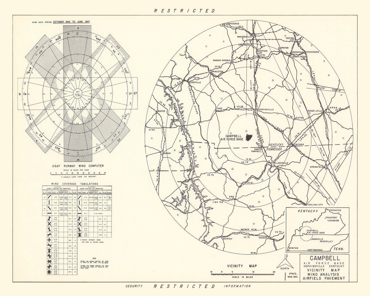 Preview of Vintage Map of the Campbell Air Force Base Vicinity, 1952