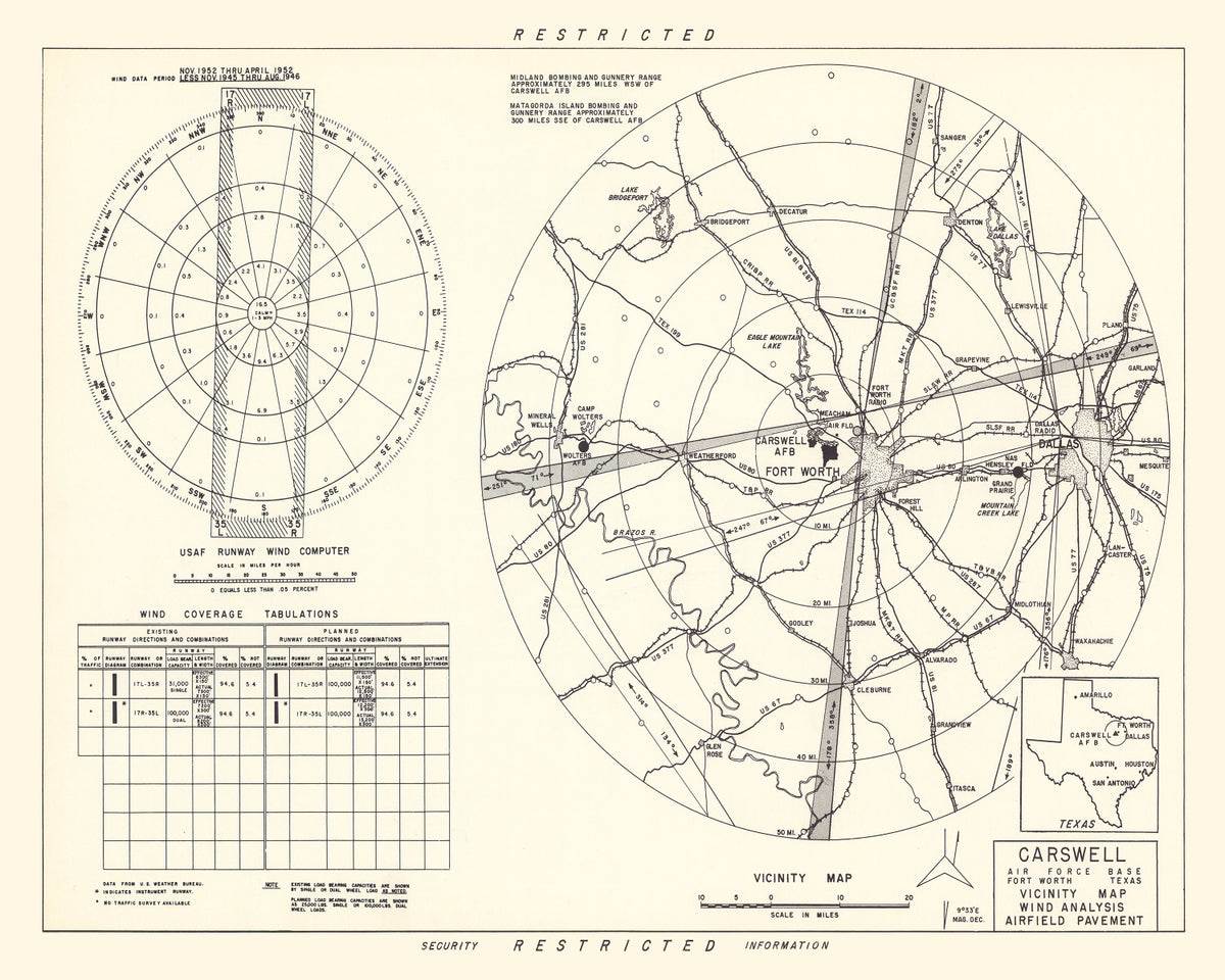 Preview of Vintage Map of the Carswell Air Force Base Vicinity, 1952