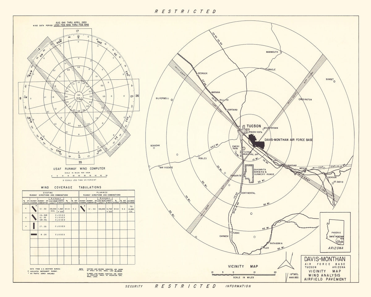 Preview of Vintage Map of the Davis-Monthan Air Force Base Vicinity, 1951