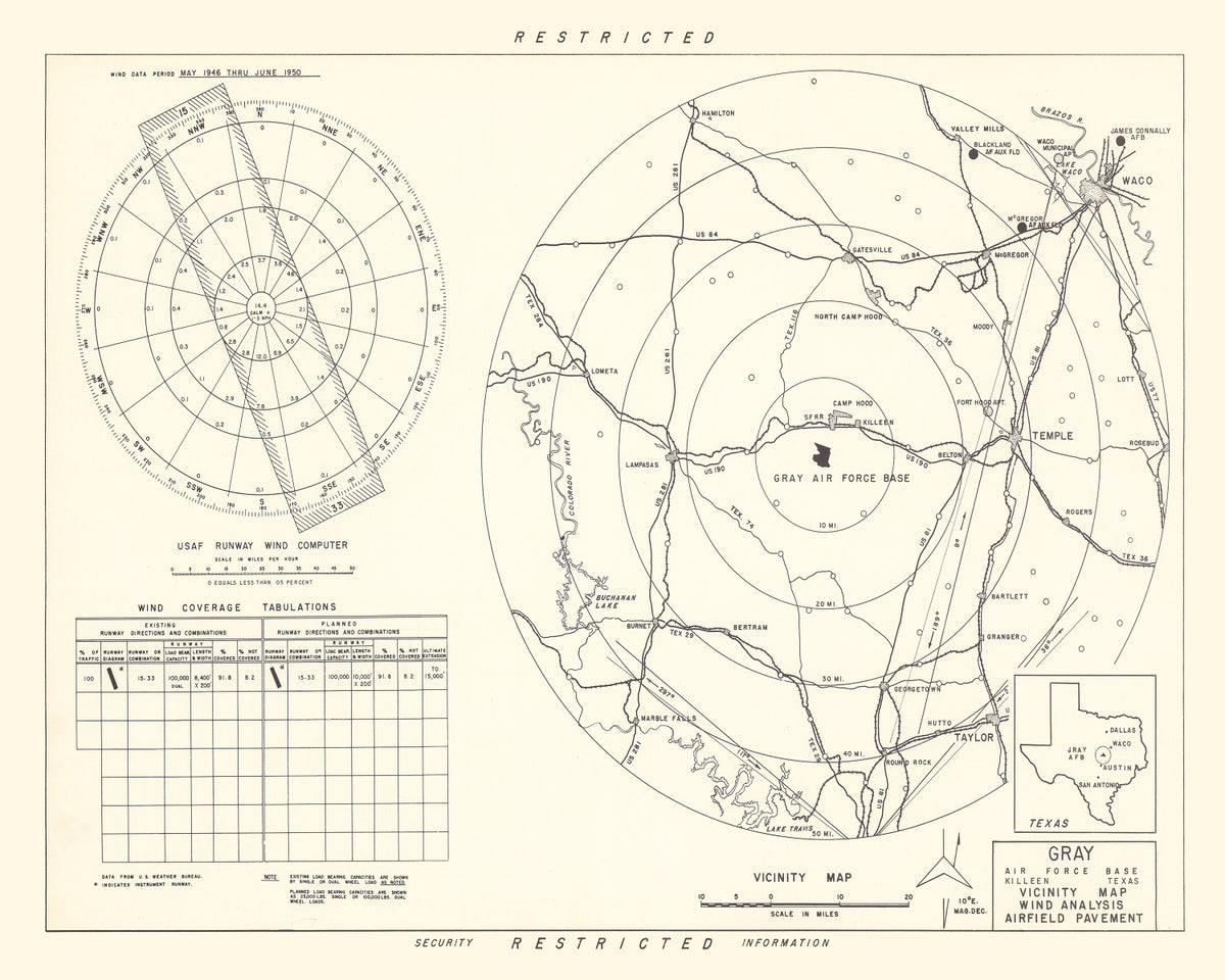 Preview of Vintage Map of the Gray Air Force Base Vicinity, 1951