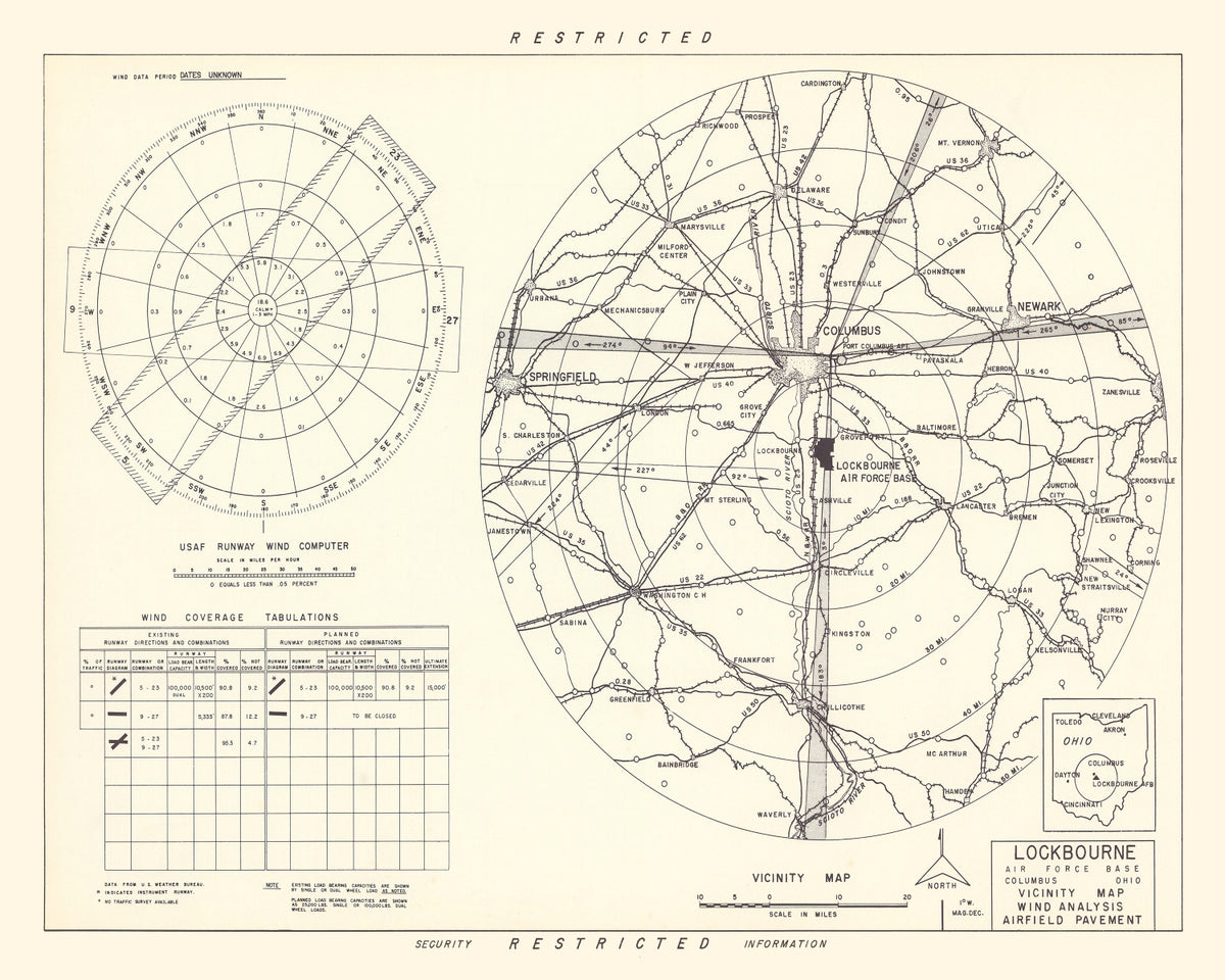 Preview of Vintage Map of the Lockbourne Air Force Base Vicinity, 1951
