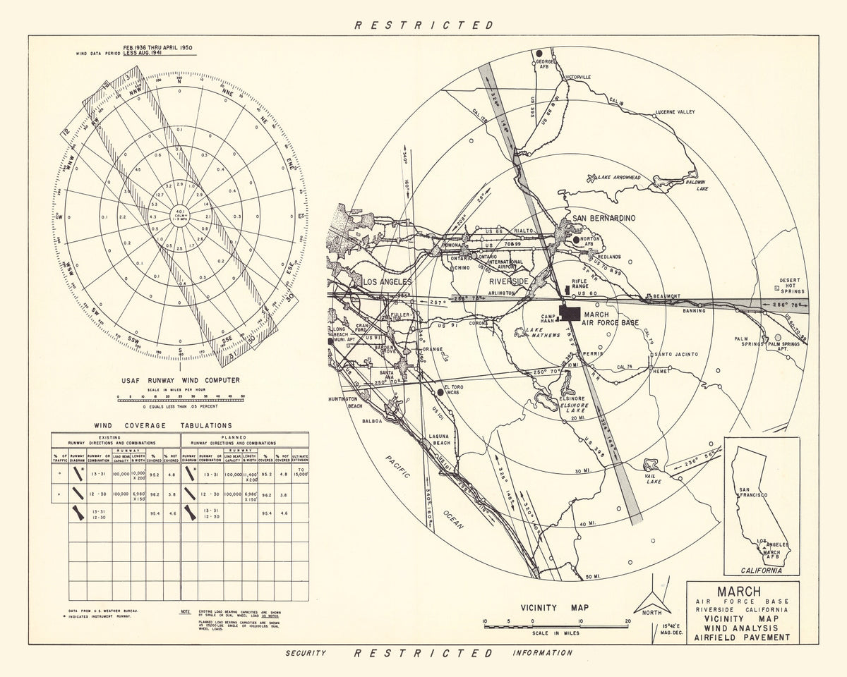 Preview of Vintage Map of the March Air Force Base Vicinity, 1951