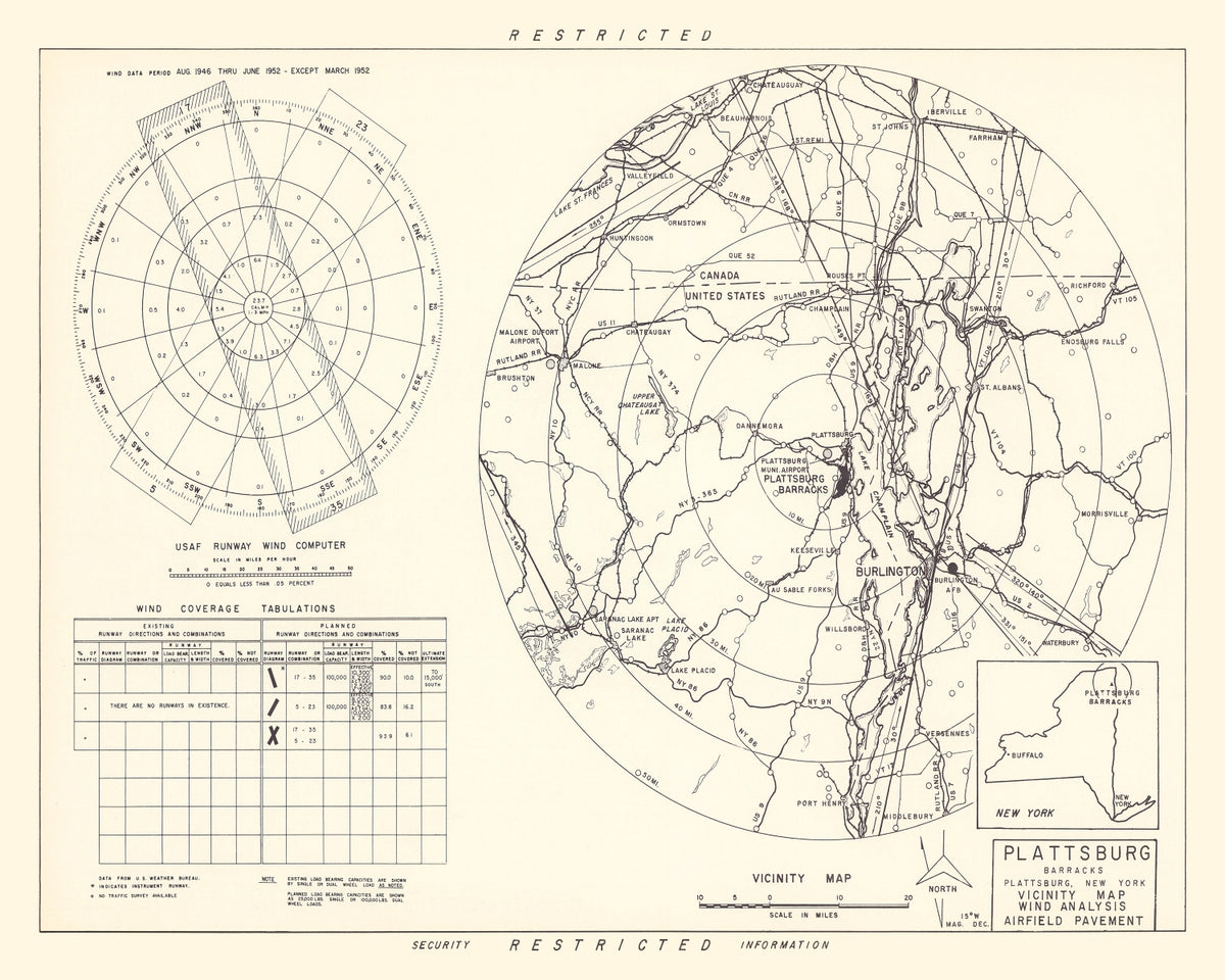 Preview of Vintage Map of the Plattsburg Barracks Vicinity, 1952